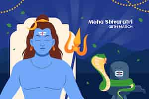 Vecteur gratuit arrière-plan plat du maha shivratri