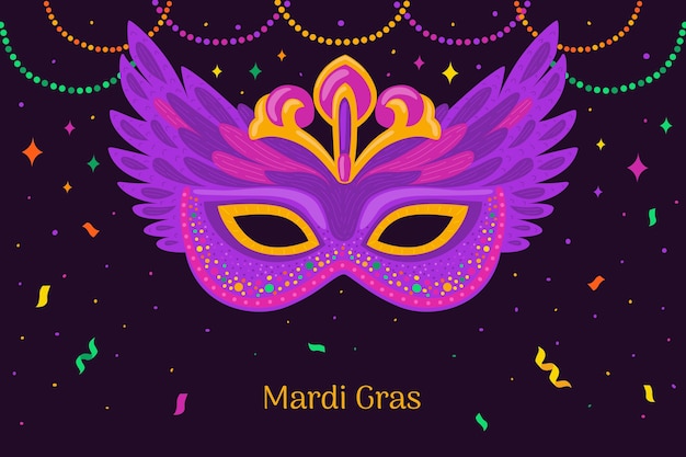 Vecteur gratuit arrière-plan plat du mardi gras