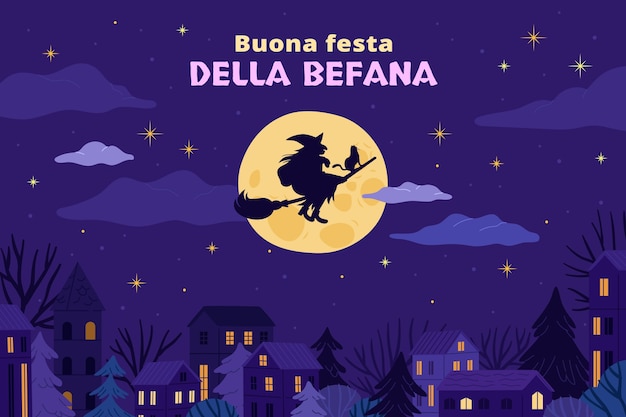 Vecteur gratuit arrière-plan plat pour le befana