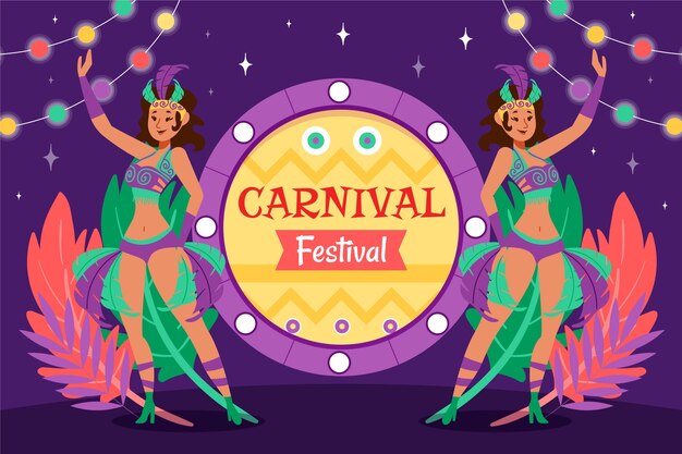 Vecteur gratuit arrière-plan plat pour la célébration du carnaval