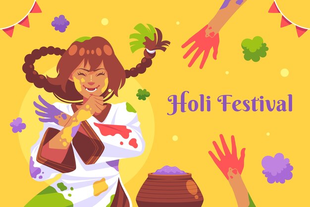 Arrière-plan Plat Pour La Célébration Du Festival De Holi.