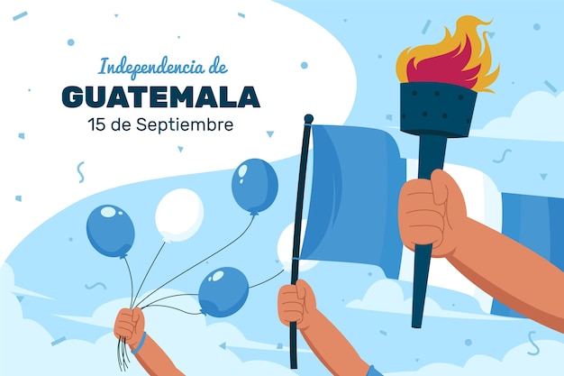 Vecteur gratuit arrière-plan plat pour la célébration du jour de l'indépendance du guatemala