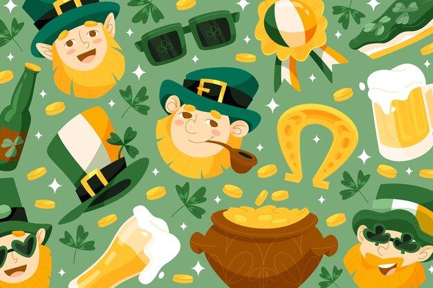 Arrière-plan plat pour la célébration du jour de Saint Patrick.