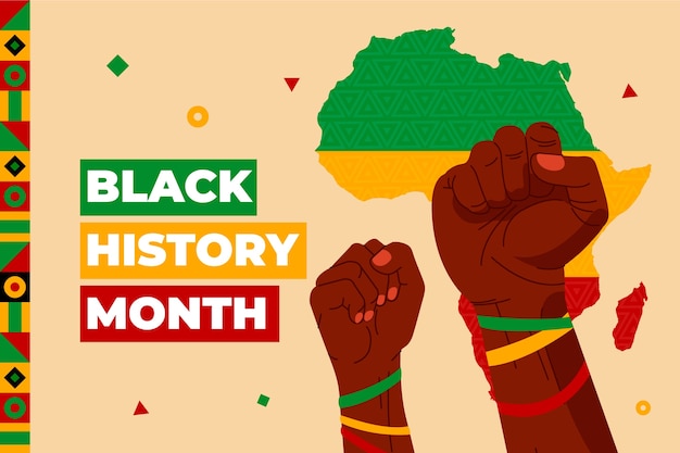 Vecteur gratuit arrière-plan plat pour la célébration du mois de l'histoire noire