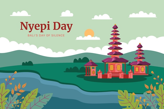 Vecteur gratuit arrière-plan plat pour la célébration indonésienne du nyepi.