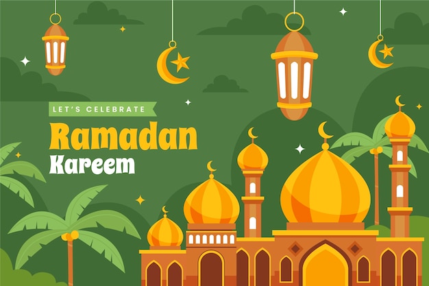 Vecteur gratuit arrière-plan plat pour la célébration islamique du ramadan.