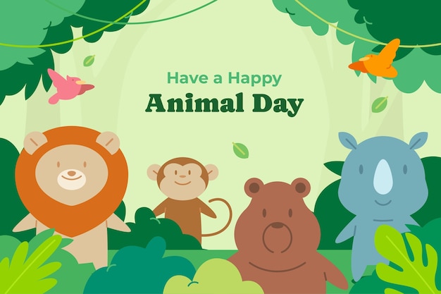 Arrière-plan Plat Pour La Célébration De La Journée Mondiale Des Animaux