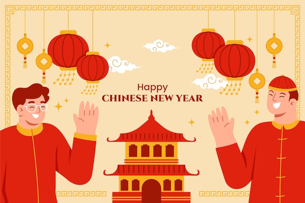 Vecteur gratuit arrière-plan plat pour le festival du nouvel an chinois