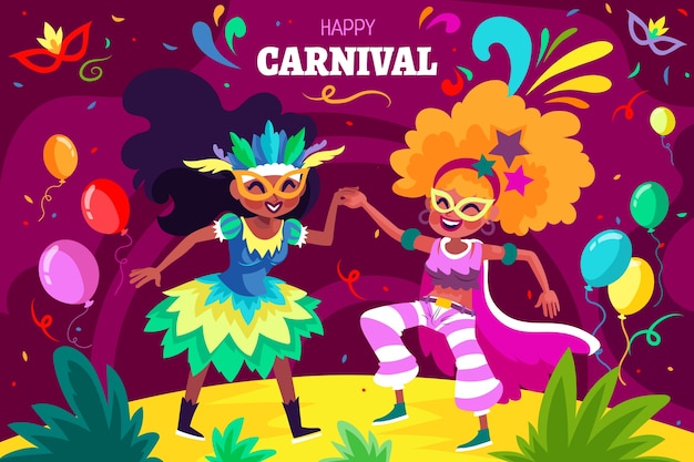 Vecteur gratuit arrière-plan plat pour une fête de carnaval