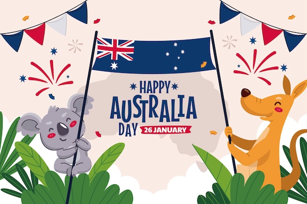 Vecteur gratuit arrière-plan plat pour la fête nationale australienne