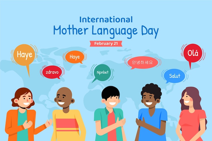 Vecteur gratuit arrière-plan plat pour la journée internationale de la langue maternelle