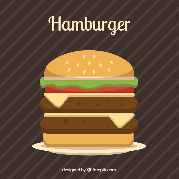 Arrière-plan rayé avec un hamburger délicieux