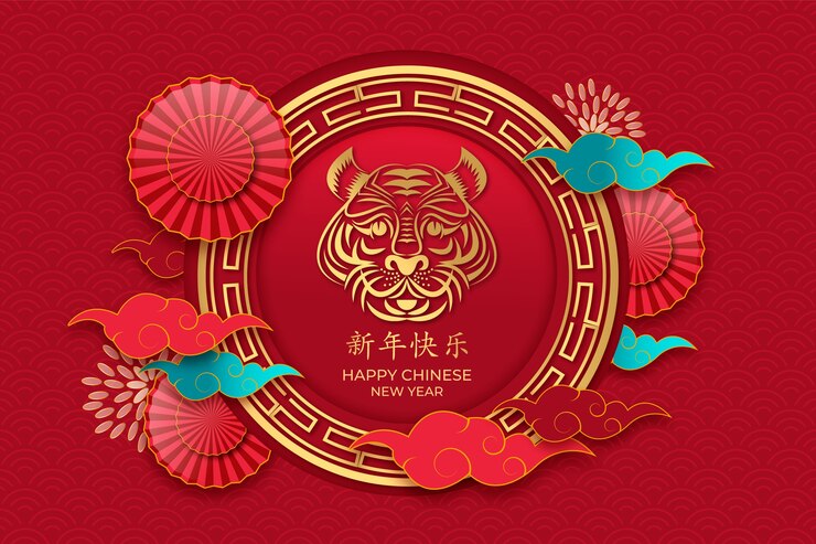 Vecteur gratuit arrière-plan réaliste du nouvel an chinois