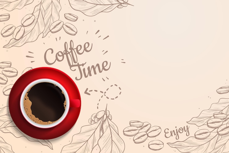 Vecteur gratuit arrière-plan réaliste du temps du café avec une tasse de café