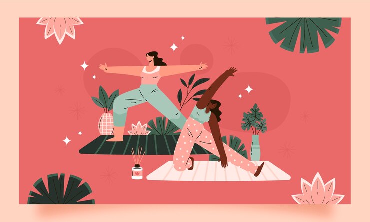 Arrière-plan de retrait de yoga dessiné à la main