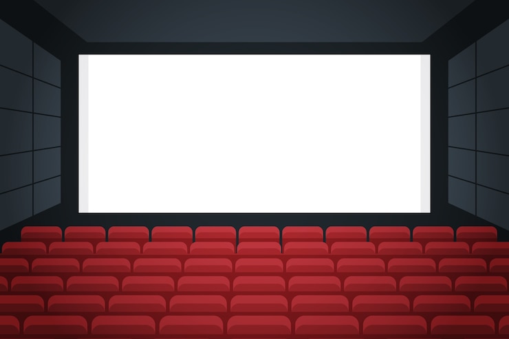 Vecteur gratuit arrière-plan d'une salle de cinéma à design plat