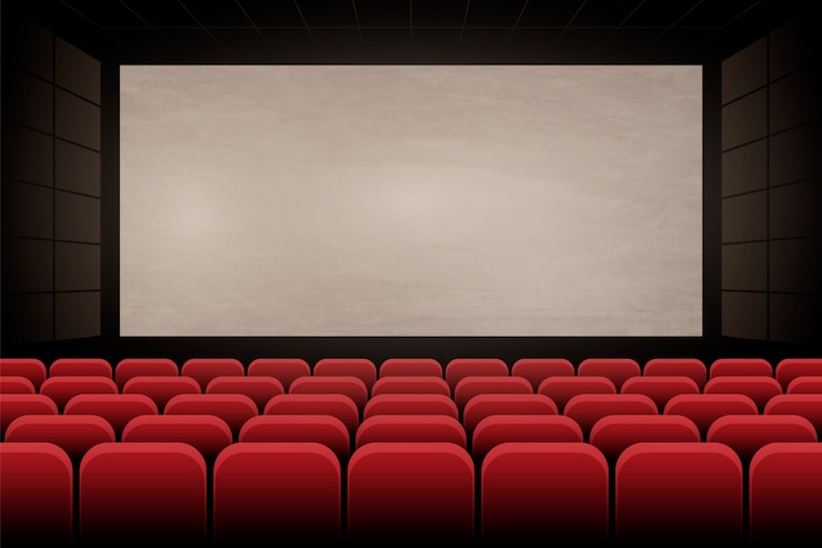Vecteur gratuit arrière-plan d'une salle de cinéma à design plat