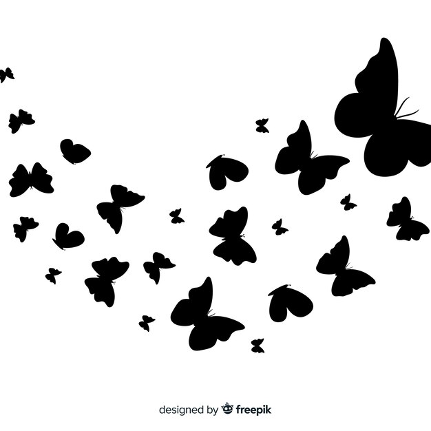Arrière-plan de la silhouette de l'essaim de papillons