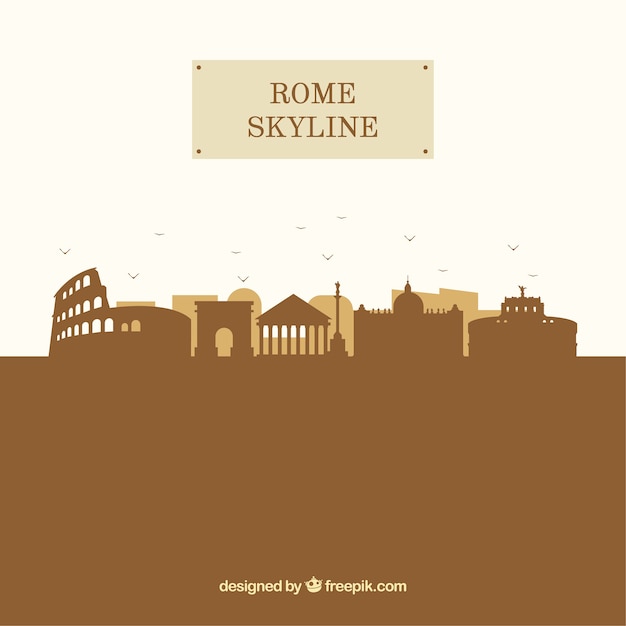 Arrière-plan De Silhouette Rome Skyline Dans Un Style Plat