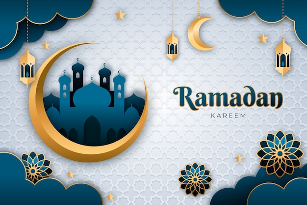 Vecteur gratuit arrière-plan de style papier pour la célébration islamique du ramadan.