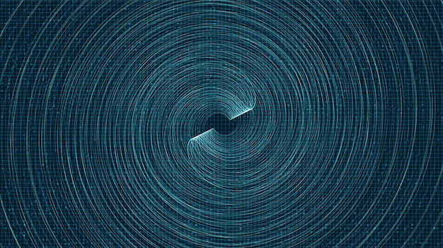Arrière-plan de la technologie d'onde de vitesse en spirale, conception de concept d'onde numérique et sonore de haute technologie, espace libre pour le texte en entrée, illustration vectorielle.