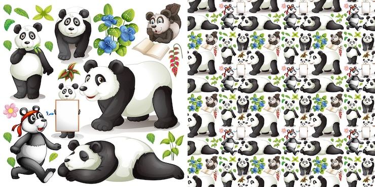 Vecteur gratuit arrière-plan transparent de dessin animé animaux mignons