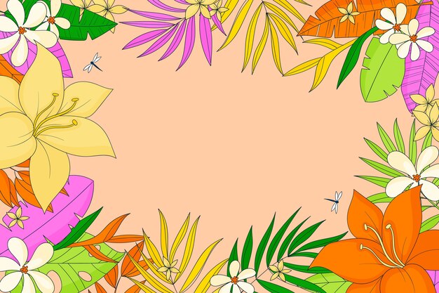 Arrière-plan tropical coloré dessiné à la main