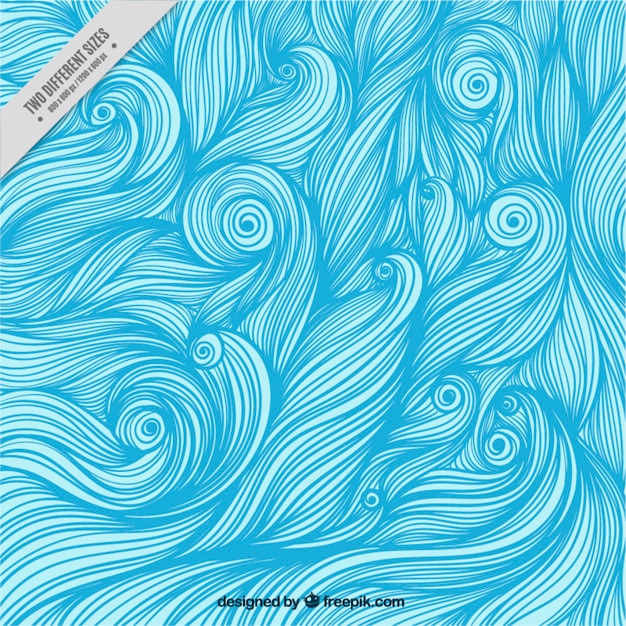 Vecteur gratuit arrière-plan de vagues bleues dessinées à la main