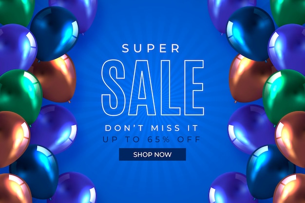 Arrière-plan de vente réaliste avec des ballons