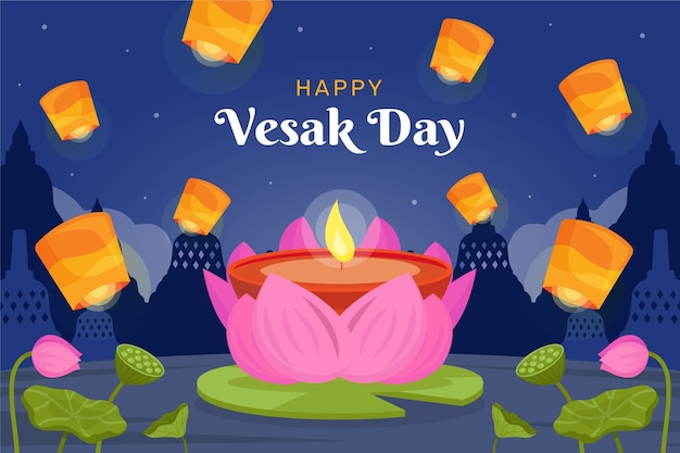 Vecteur gratuit arrière-plan vesak plat