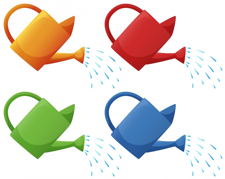 Vecteur gratuit arrosage des canettes en quatre couleurs