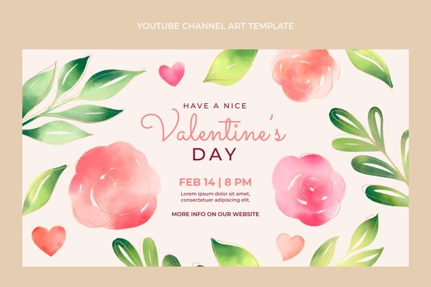 Art de la chaîne youtube aquarelle de la saint-valentin