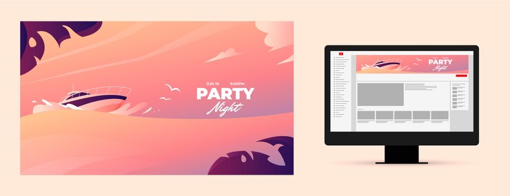 Vecteur gratuit art de la chaîne youtube dégradé bateau fête