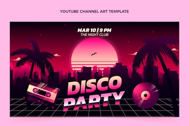 Art De La Chaîne Youtube Dégradé Rétro Vaporwave Disco Party