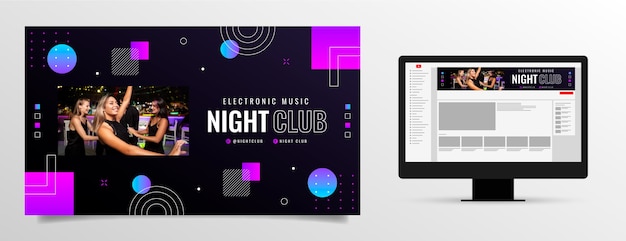 Vecteur gratuit art de la chaîne youtube de la discothèque dégradée