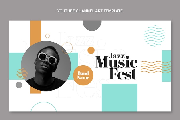 Vecteur gratuit art de la chaîne youtube du festival de musique minimal desing plat