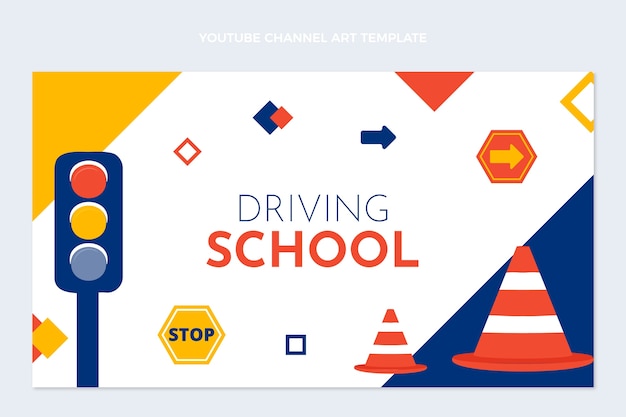 Vecteur gratuit art de la chaîne youtube de l'école de conduite abstraite dessinée à la main