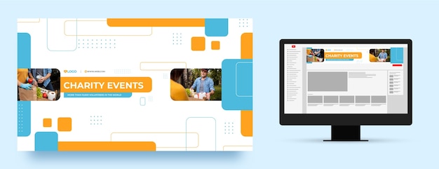 Vecteur gratuit art de la chaîne youtube de l'événement caritatif minimal plat