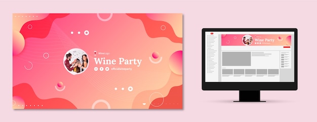 Vecteur gratuit art de la chaîne youtube de la fête du vin