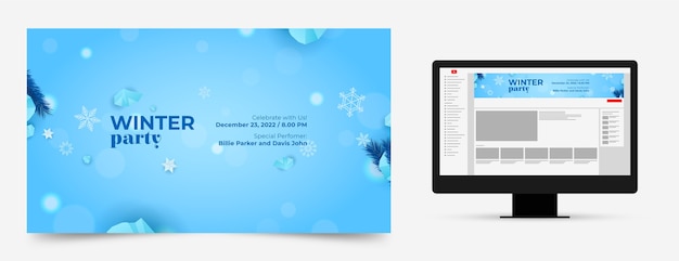 Vecteur gratuit art de la chaîne youtube de la fête d'hiver