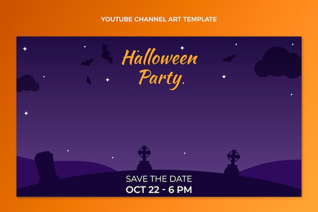 Vecteur gratuit art de la chaîne youtube d'halloween dégradé