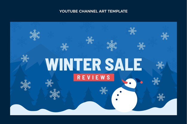 Vecteur gratuit art de la chaîne youtube hiver plat