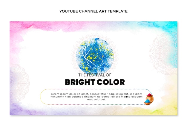 Vecteur gratuit art de la chaîne youtube holi aquarelle