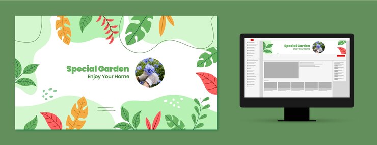 Vecteur gratuit art de la chaîne youtube de jardinage plat