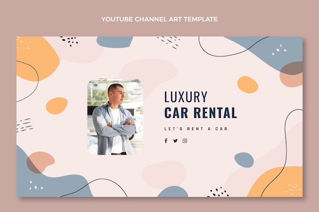 Vecteur gratuit art de la chaîne youtube de location de voiture parfaite dessiné à la main