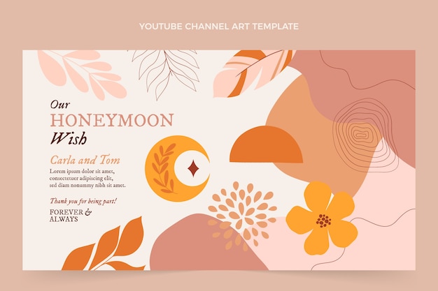 Art de la chaîne youtube lune de miel boho dessiné à la main