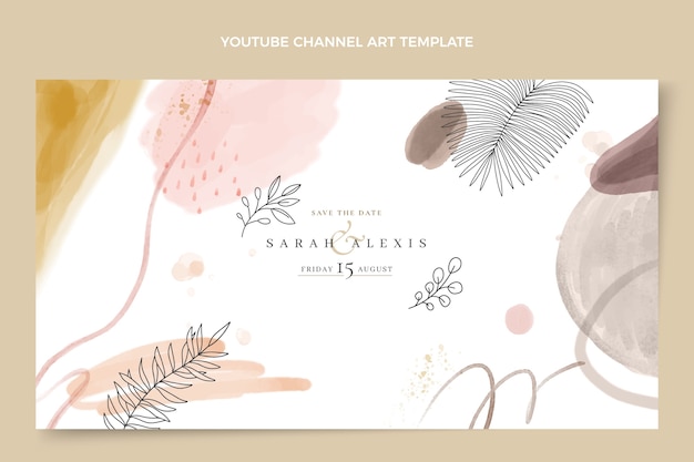 Art de chaîne youtube de mariage dessiné à la main à l'aquarelle