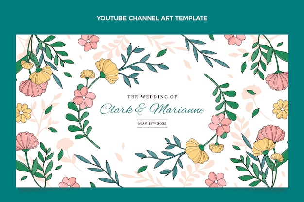 Vecteur gratuit art de la chaîne youtube de mariage dessiné à la main