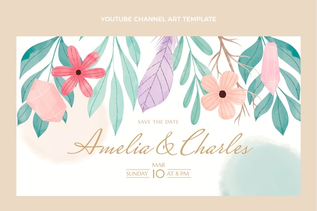 Art De La Chaîne Youtube De Mariage Floral Aquarelle