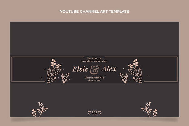 Art De La Chaîne Youtube De Mariage Floral Dessiné à La Main